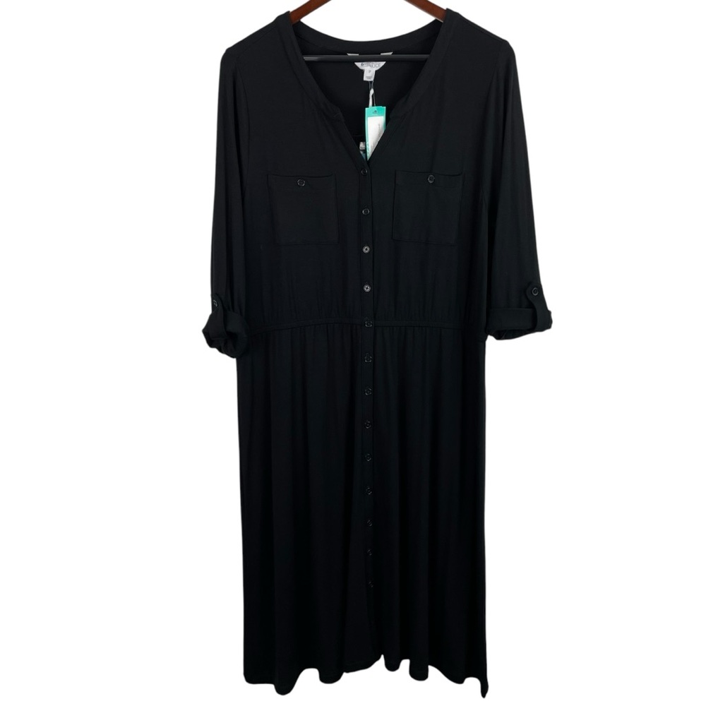 Market & Spruce | Lany Black Knit Shirt Dress New